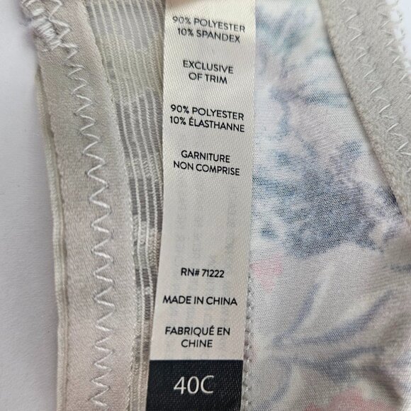 Lucky Brand Gray Floral Underwire Bra 40C - Picture 4 of 5